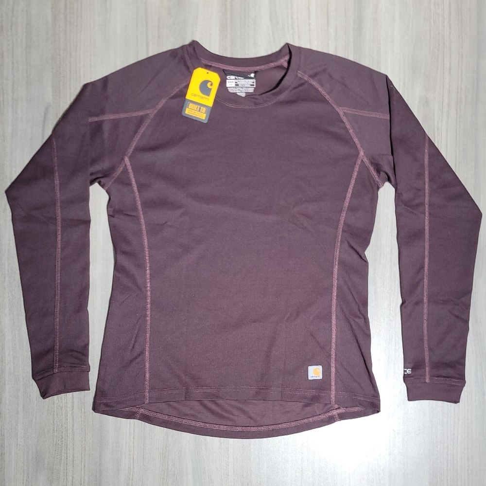Women's Med 8-10 Carhartt Force Base Layer Midweight Micro-grid Crewneck Top NWT